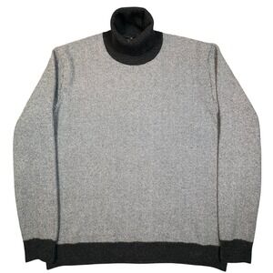 Canali Cashmere Wool Turtleneck Sweater Mens XL 58IT Gray Herringbone‎ Italy